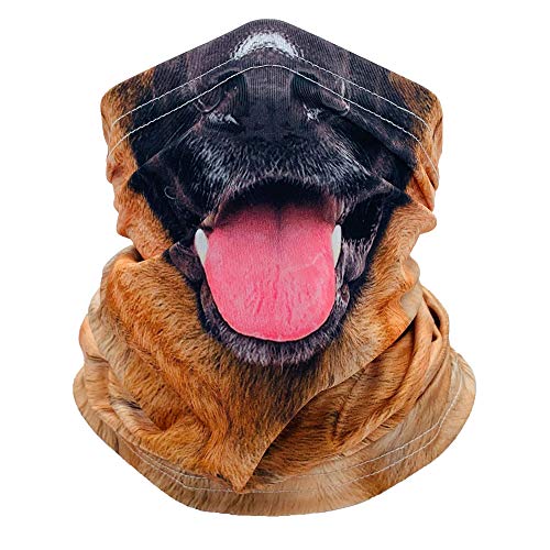 3D Animals Gaiter German Shepherd Dog Face Mask Bandana Mask Neck Gaiter Face Scarf Cover Men Women for Sun Dust Wind