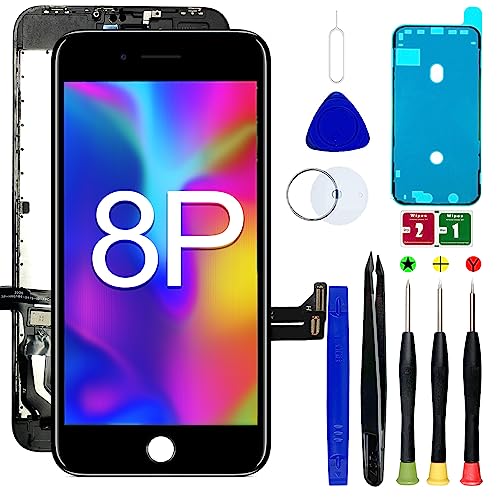 Fixby For Iphone 8 Plus Screen Replacement, Lcd Display Digitizer Full Assembly With Repair Kits For 5.5'' Model A1864,A1897,A1898 + Waterproof Adhesive + Repair Tools Kit #TOP20