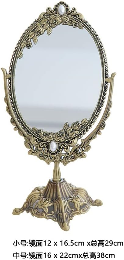 Retro Decorative Colorless Dressing Table Metal Sided Mirrors Copper European Makeup(22 * 38cm) image 2