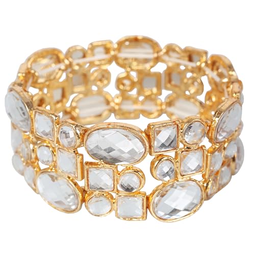 Image of Touchstone Indian Bollywood Desire Brass Base Exotic Workmanship Free Size Cuff Bracelet in Antique Gold Or White Or Copper Tone for Women.