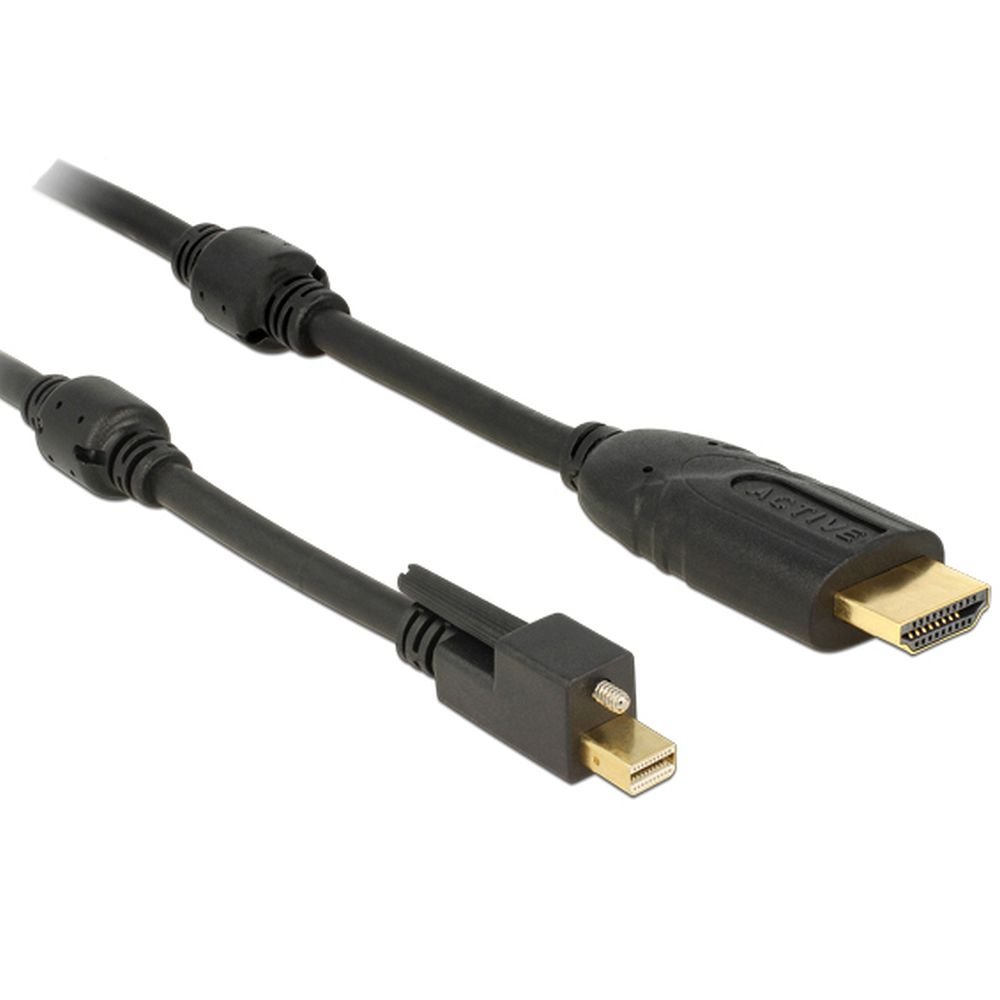 DeLOCK 83732 5m Mini DisplayPort HDMI Negro Adaptador de Cable de vídeo - Adaptadores de Cable de vídeo (5 m, Mini DisplayPort, HDMI, Macho, Macho, Oro)