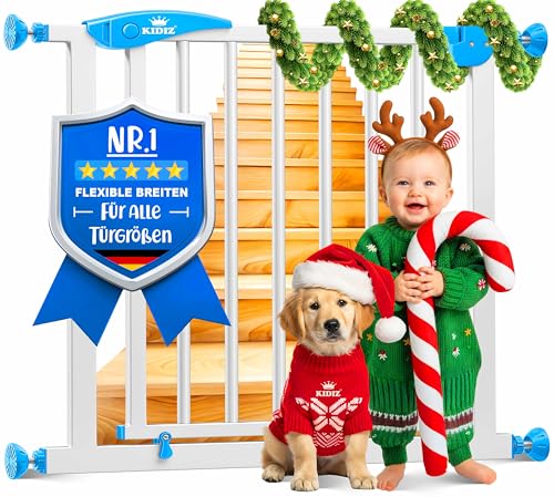 KIDIZ Treppenschutzgitter ohne Bohren | Verstellbare Breite: 74-80 cm, 75...