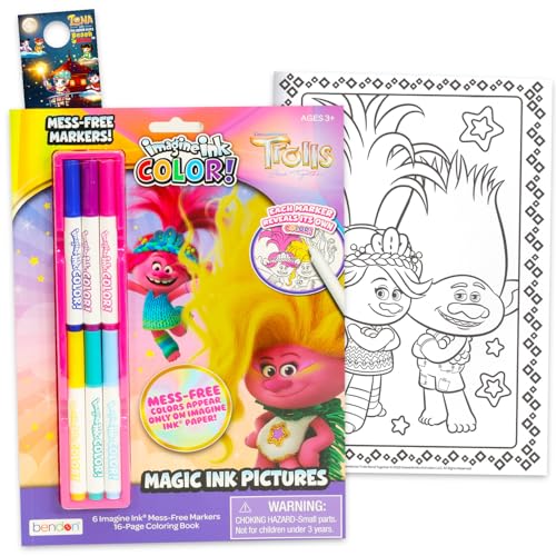 Trolls Imagine Ink Coloring Book Set - Bundle with 16-Page Mess-Free Trolls Activity and Coloring Book for Toddlers with Markers and More | Trolls Coloring Pages for Boys and Girls