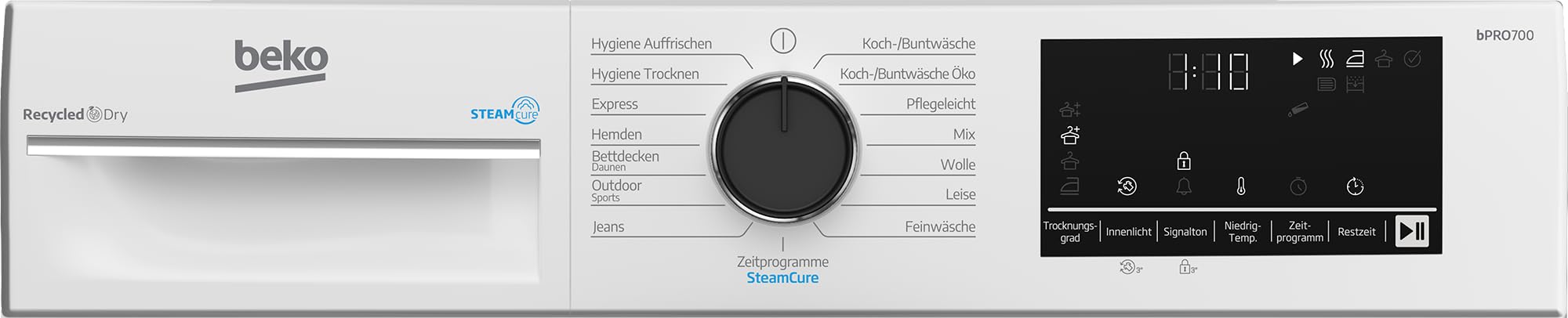 Beko B3TSW48C9ZW Wäschetrockner, 8 kg, Frontlader Kondenstrockner, 15 Programme, Sensortrocknung, Säulenfähig, Aquawave Schontrommel, Weiß