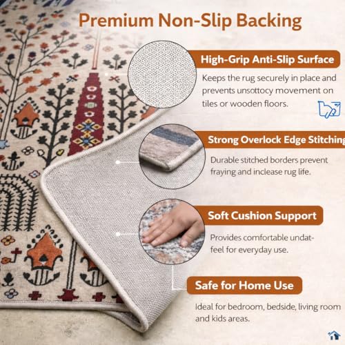 Image of AAZEEM Washable Non-Slip Carpet for Living Room Bedroom, Drawingroom Medium-Pile Painting Indoor Accent Stain Resistant Non-shed Carpet for Home Office Decor|White Color| 2'3 Feet|