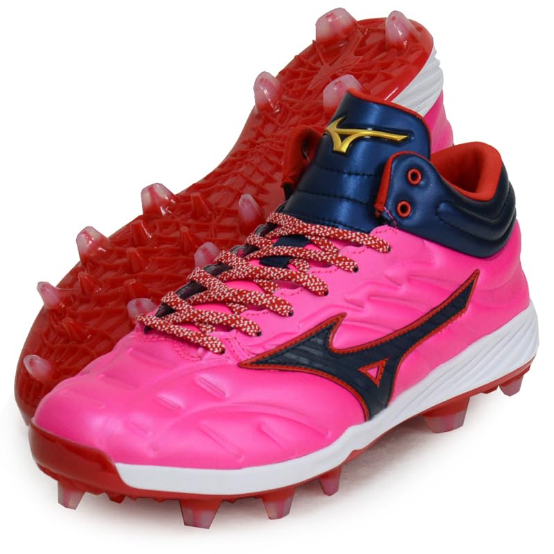 Mizuno 野球スパイク ホワイト/ブルー/レッド　クッションレボミッド MIZUNO 返品送料無料 野球スパイク 金具 大人 ミズノ公式