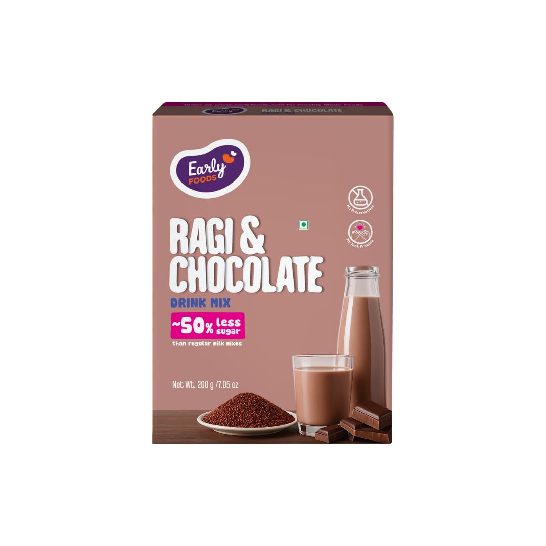 Early Foods - No Maltodextrin Ragi & Chocolate Drink Mix for Kids 200g | Millet Milk with Chocolate for milk | High in Calcium | Kids drink 200g-image-43
