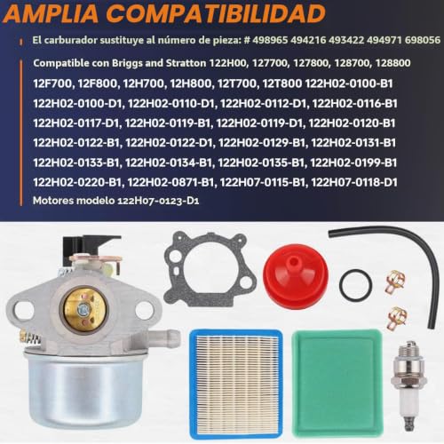 Carburador 498965 para reparar el motor Quantum de su cortacésped 6
