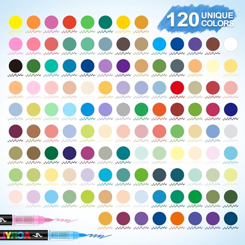 Image of Guangna 120 Colors Direct Liquid Soft Head Acrylic Marker Pens,Brush Tip Acrylic Paint Pens,Ideal for Canvas,Wood,Stone,and DIY Crafts,Multicolor