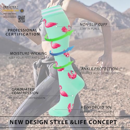 Fenglaoda Compression Socks For Women Men Support Circulation 6 Pairs Socks For Nurse, Travel, Flight2