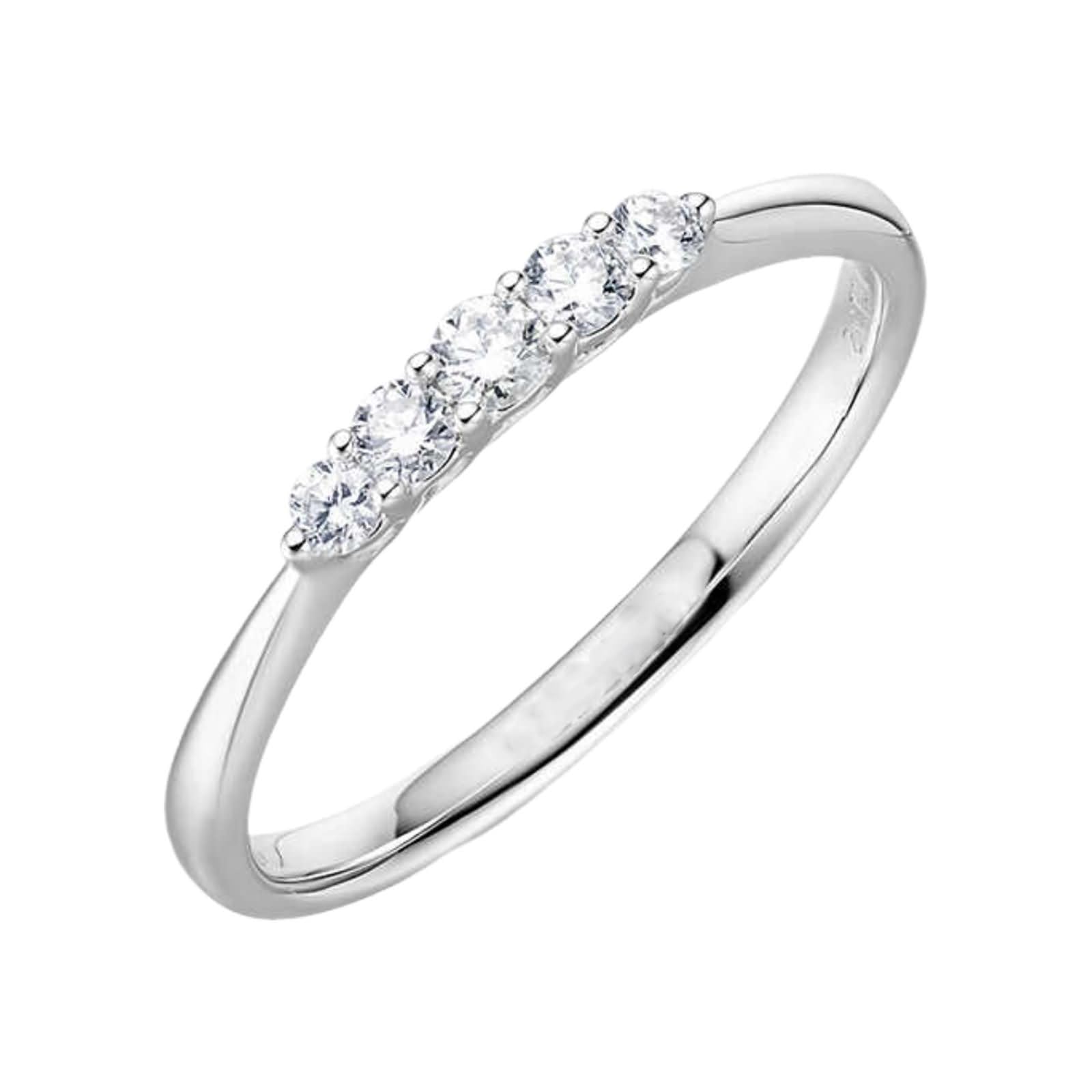 Pierścionek zaręczynowy 950 Platinum Women, Simple Round z diamentem 0,15 ct, pierścionek damski srebrny, rozmiar 12 (52mm)