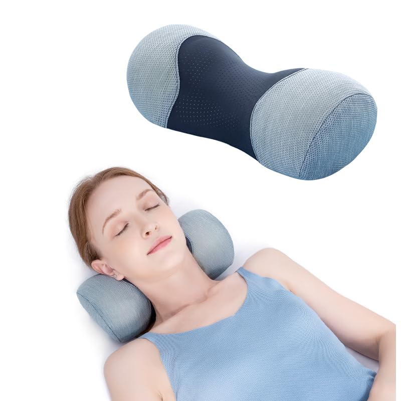 Bespilow Cervical Neck Pillow for Pain Relief - Small Cylinder Neck Roll &amp; Round Bolster - Portable Memory Foam Traction Device for TMJ, Hump Correction, Travel &amp; Sleeping Support,Odorless