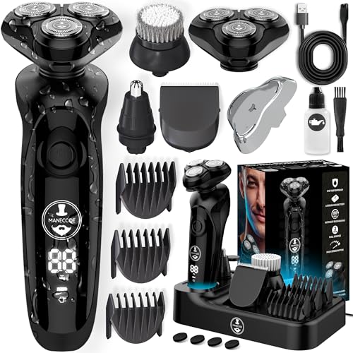 MANECODE® Electric Razor for Men - Shaver with Floating 8 Contouring Technology® IQ Cleaning Sensor® (Charging Station)