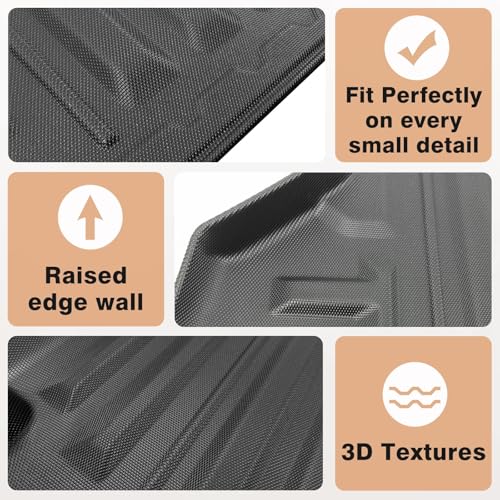 Image of TripleAliners Truck Bed Mat & Floor Mats Front Rear Full Set Compatible with Ford Ranger 2024-2025 SuperCrew Accessories All Weather TPE Truck Liner Custom Fit (5FT Truck Bed Mat+Floor Mats)