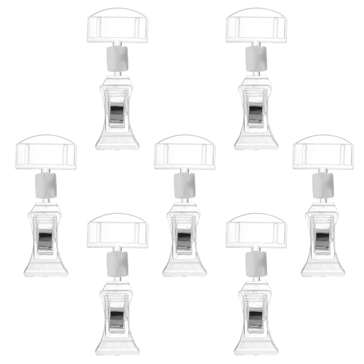 MAGICLULU 7 Pièces Porte-étiquette Rotatif en Acrylique Double Clip Design, Surface Lisse et Pivot à 360 Degrés, pour Affichage de Publicité et Signalétique Marchande