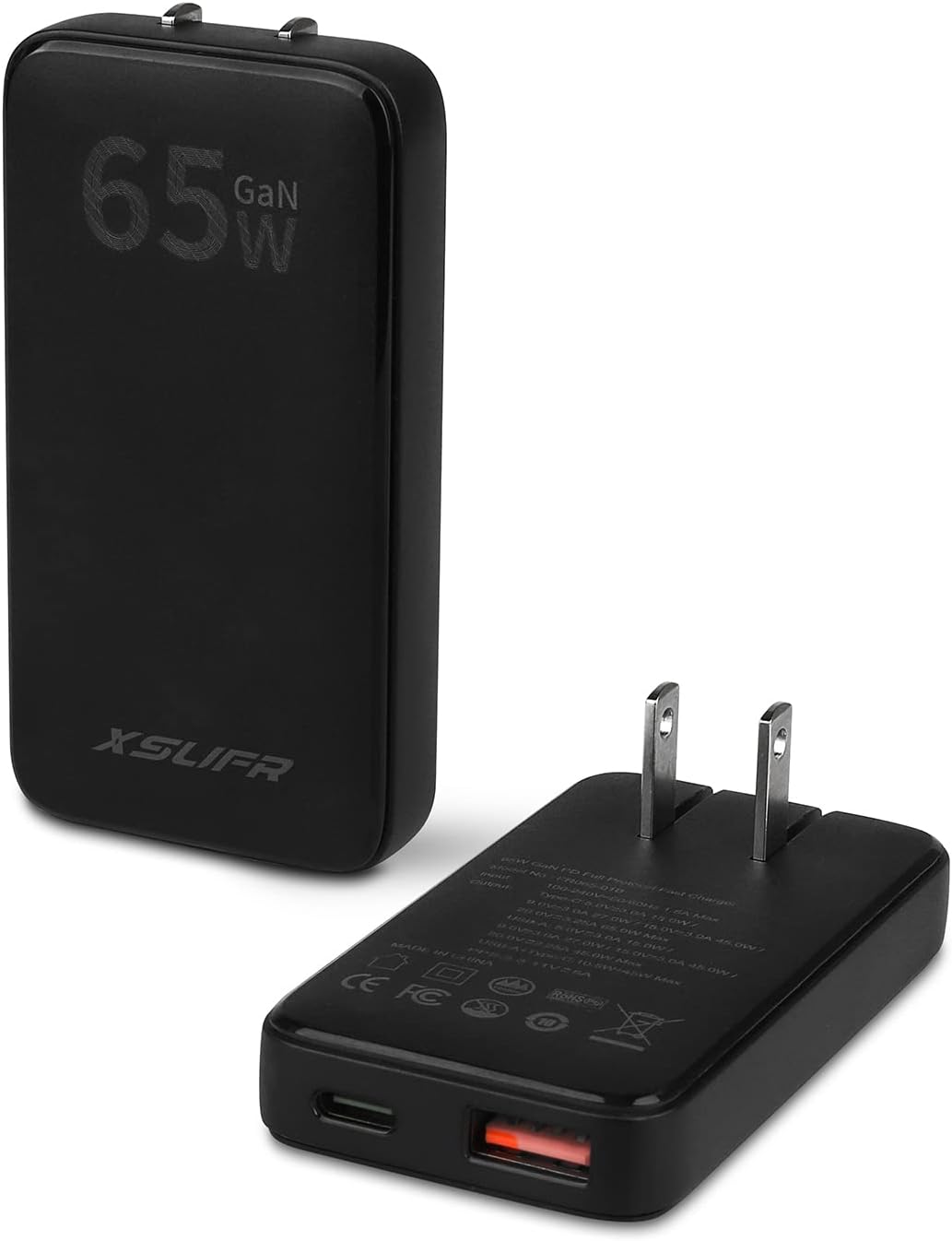 XSUFR Flat USB c Wall Charger, 65W GaN USB c Wall Charger