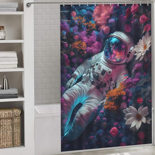 Rideau de douche anti-adhérence astronaute en polyester épais lourd