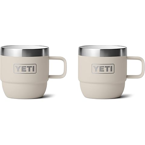 YETI Rambler 6 oz Stackable Mug, Stainless Steel, Vacuum Insulated Espresso/Coffee Mug, 2 Pack
