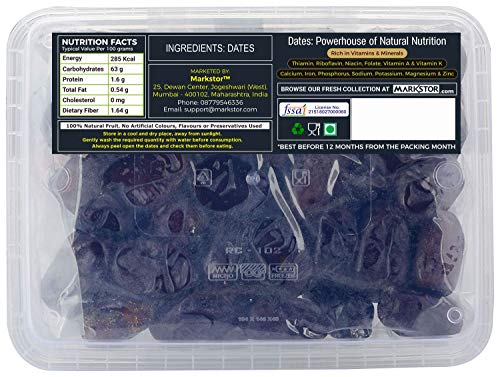 Image of Markstor Dark Dates - Premium Fresh & Soft Dates - 400g