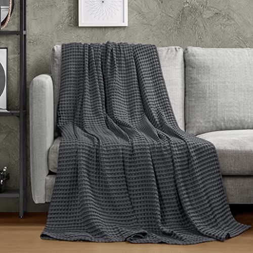 Image of Utopia Bedding 100% Cotton Waffle Weave Blanket King Size for Bed - Lightweight, Breathable Summer Blankets Soft and Cozy, Gifts for Women Home Room Decor (Charcoal, 90x108 Inch)