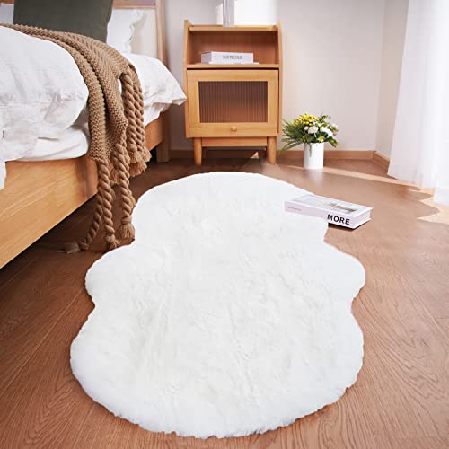 Ghouse Tapis Blanc Faux Peau de Mouton 60 x 120cm Shaggy en Peau en Fourrure synthétique Fourrure...