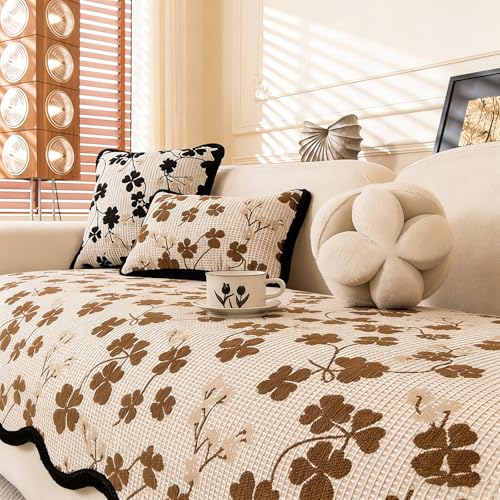 Pet Sofa Cover, Farmhouse Check Plaid Non-Slip Soft Chenille Furniture