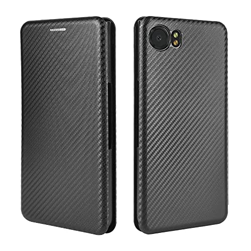 AHUOZ Phone Flip Case Cover for BlackBerry Keyone Case Luxury Carbon Fiber PU and TPU Hybrid Case Full Protection Shockproof Flip Case Cover for BlackBerry Keyone (Color : Black)