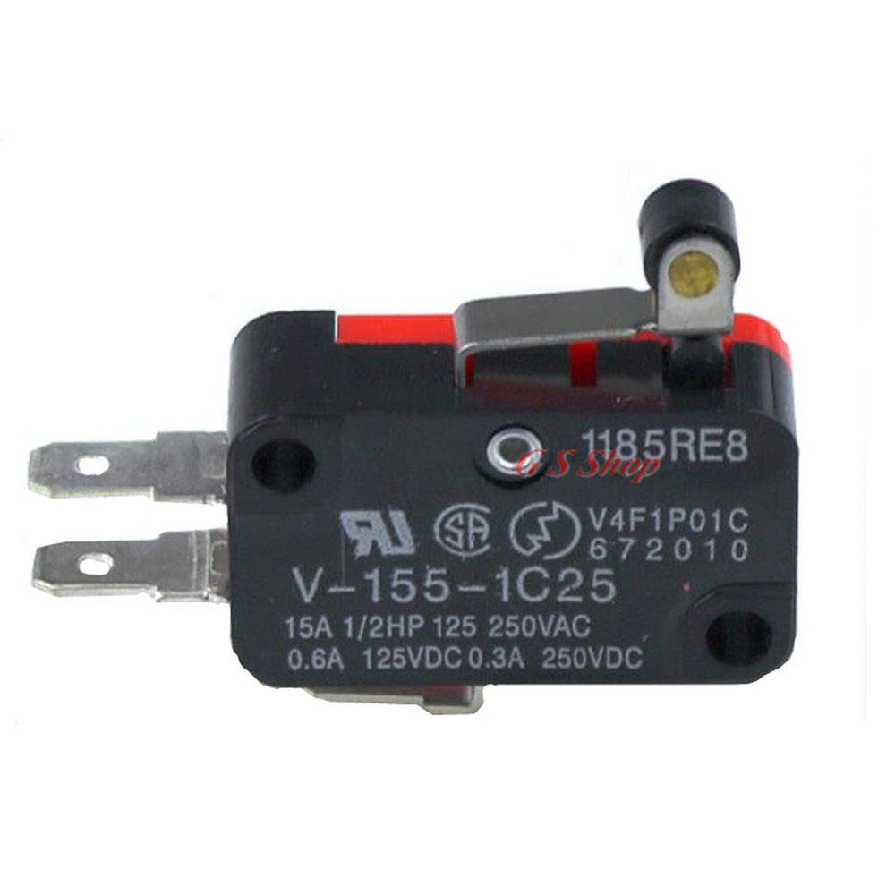 5pcs V-155-1C25 Inching Switch Limit Switch Short Handle Roller Silver Point