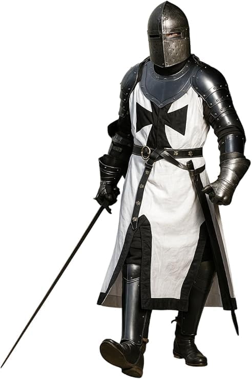 Medieval Black Templar Knight Full Body Armor Suit Cloak - Adult Halloween Costume Knight Suit of Armor (Standard Size)