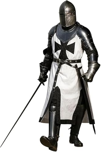 Medieval Black Templar Knight Full Body Armor Suit Cloak - Adult Halloween Costume Knight Suit of Armor (Standard Size)
