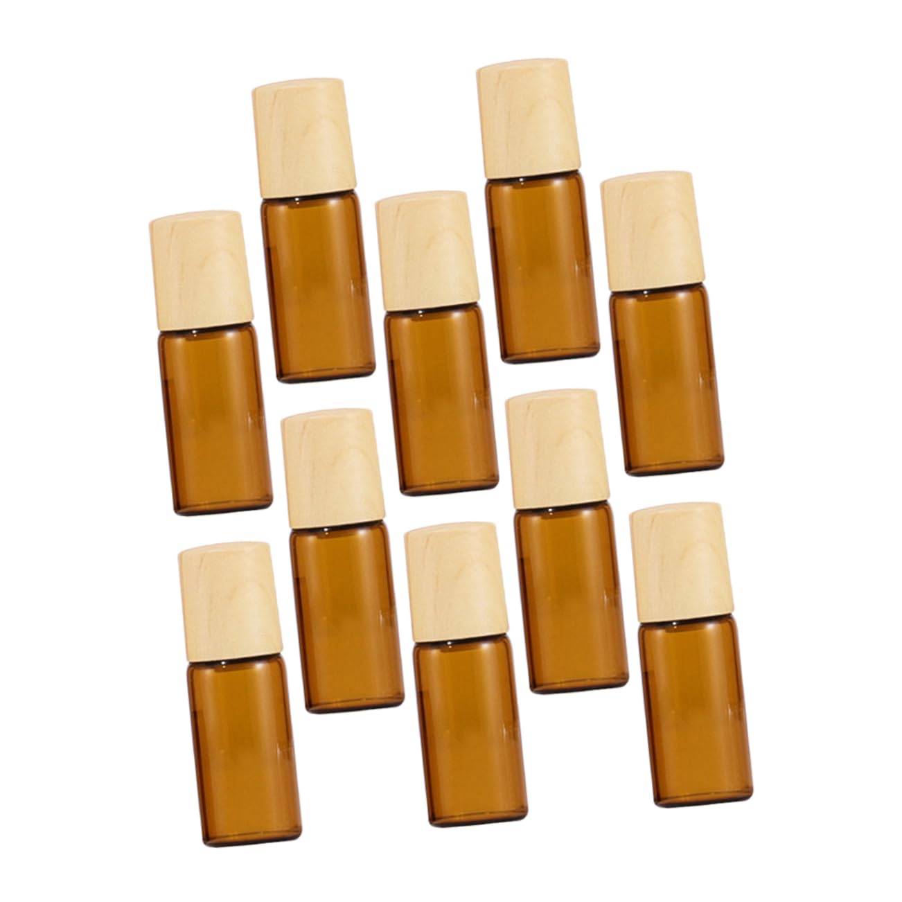 Generic10pcs Essential Oil Bottle Empty Roller Bottle Essential Oil Roller Travel Storage Bottle Leak Proof Travel Bottles Refillable Perfume Bottles Glass Bottle Abs Wood Cover