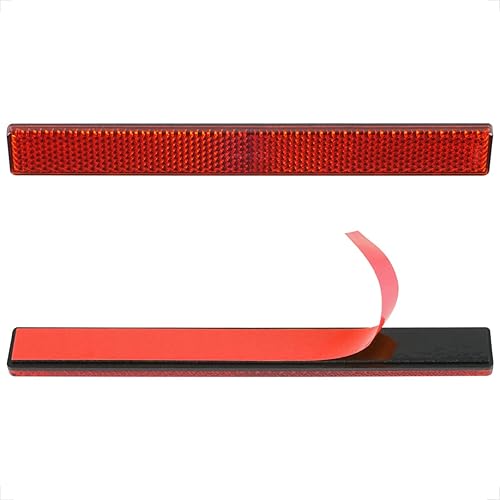 Evermotor 2 calcomanías rectangulares de motocicleta reflectores rojos reflector de seguridad de 6.53 pulgadas, tiras reflectantes adhesivas para