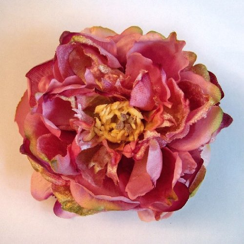 Verona Peony Artificial Flower Hair Clip/Pin Brooch, Mauve