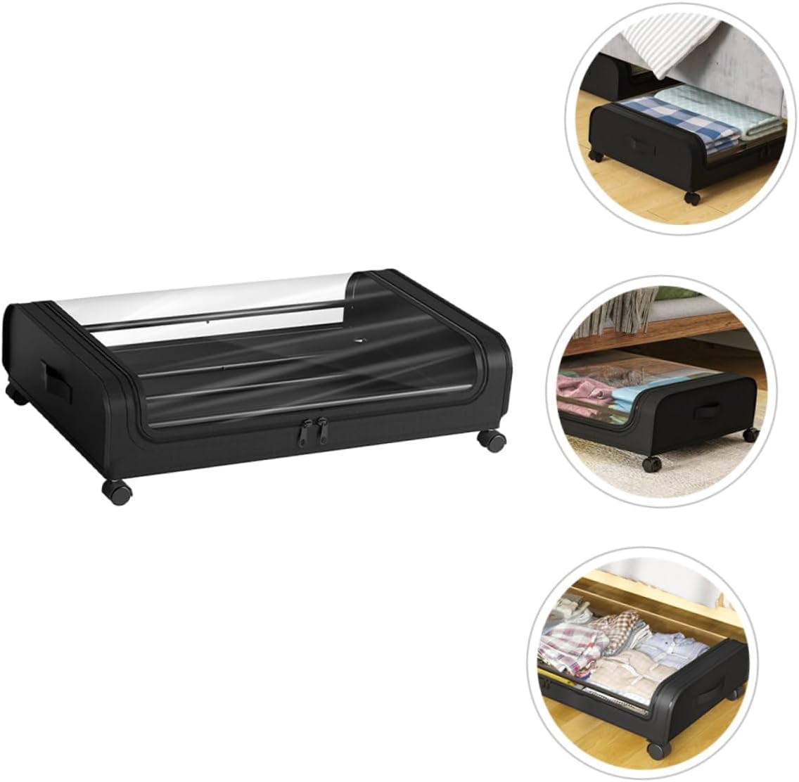 Bed Storage Container Wheels Lid Clothes Organizer for Toys Books and Seasonal Items Lightweight and Versatile Storage for Bedroom and Living Space