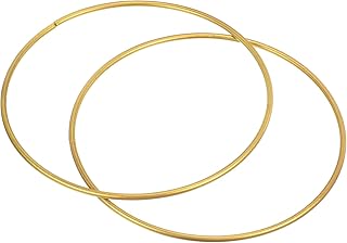 PATIKIL 7 Inch Round Metal Floral Hoop, 2 Pcs Plated Wreath Frame Macrame Ring, for Wedding Geometric Decor Party Wall Hanging, Gold Tone