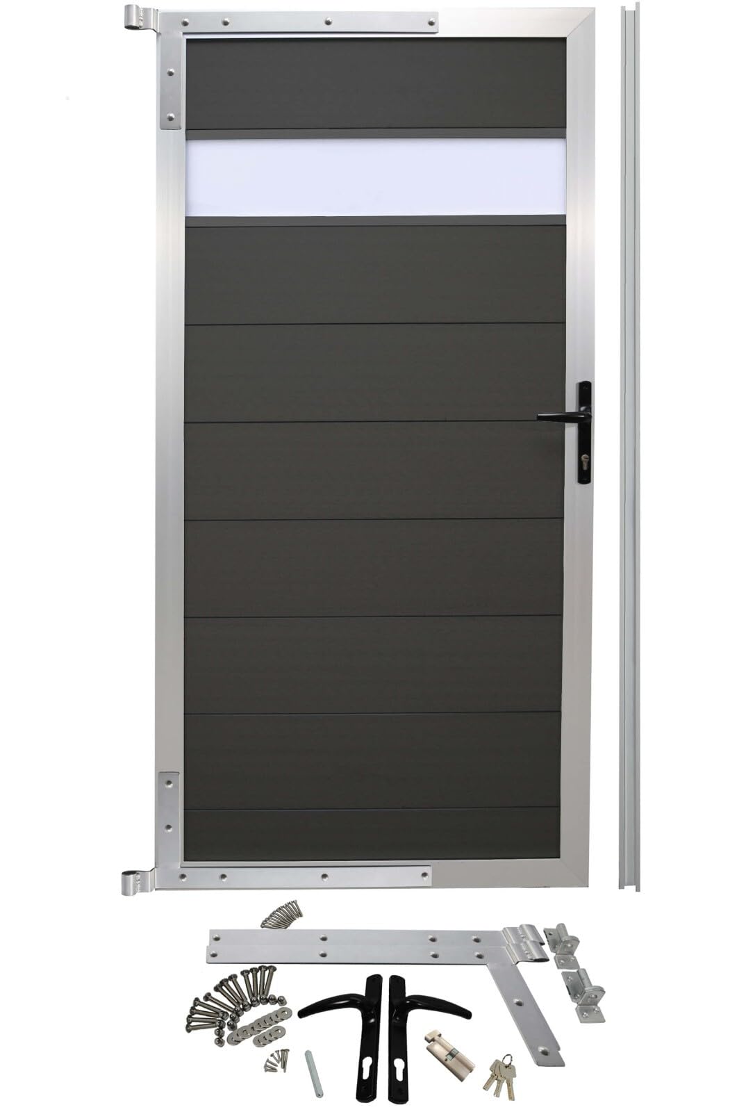 WPC 2. Wahl Gartentür Nr. 10 Zauntor Anthrazit 90X183cm Dekor Glas SONDERPOSTEN