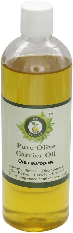 R V Essential Pure Olive Carrier Oil 100ml (3.38oz)- Olea Europaea (100% Pure and Natural Cold Pressed)