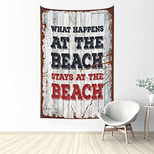 CakJuice Teenager Jugendzimmer Accessoires What Happens at The Beach Stays at the Beach Tapestry Ästhetische Wanddekoration Wandteppich (Größe: 100x150cm)