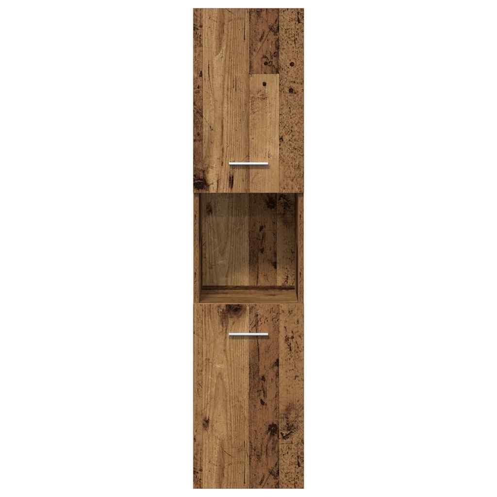 Juego de muebles de baño, 4 piezas, madera vieja, con armario bajo el lavabo, espejo, armario alto, estantería moderna, ahorro de espacio, para inodoro y baño