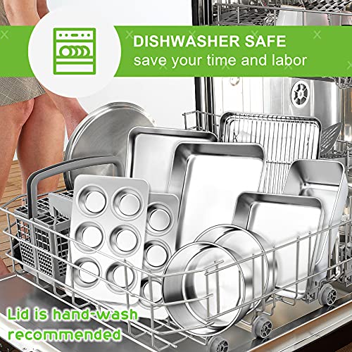 Bakeware Sets Of 11, P&P Chef Stainless Steel Baking Pans Set, Includes Baking Sheets And Rack, Lasagna Pan With Lid, Round/Square Cake Pan, Muffin Pans, Loaf Pan, Reusable & Durable #TOP5