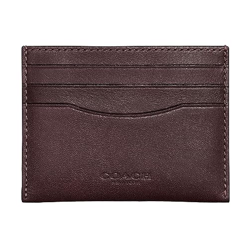 Coach Flat Card Case in Sport Calf, MAHOGANY, One Size