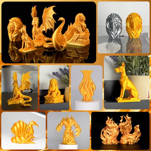 Image of OVV3D Silk PLA Filament 1.75mm, Upgrade Gold PLA Filament 3D Printer Filament, Silk Gold Metal 3D Printing Filament, 3D Filament 1.75 + /- 0.02mm, Silk 1.75 PLA Filament for 3D Printer and 3D Pen, 1kg