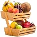 Golden Nature Bamboo Fruit Basket – 2 Tier Fruit and Vegetable Storage Stand for Kitchen Countertop – Solid Design and Breathable Structure – Perfect for Produce, Bread, Home Storage and Display