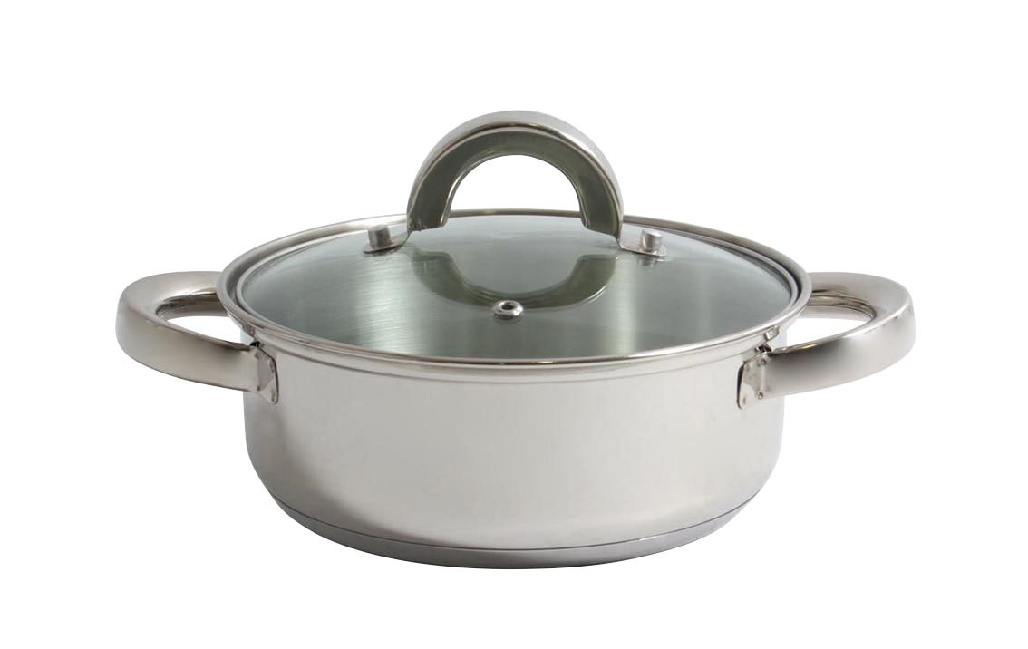 Quttin Caesar-Casserole en acier avec couvercle en verre 20 cm, 2,5 litros argent