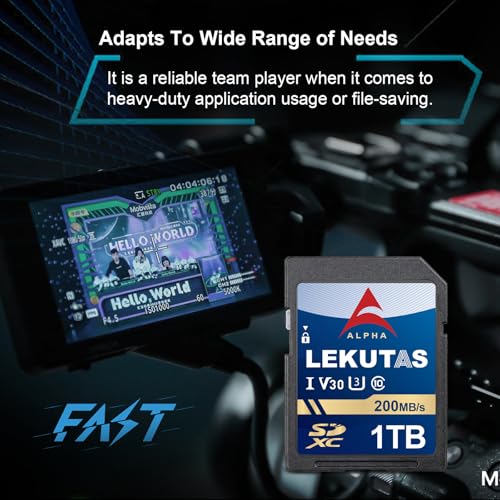 Image of 1T(999GB) SDXC UHS-I Memory Card - Up to 200MB /s Read Speed, C10, U3, V30, 4K UHD, Full-HD & 4K Video SD Card for Canon Nikon Sony Fujifilm DSLR Cameras or Mirrorless Cameras