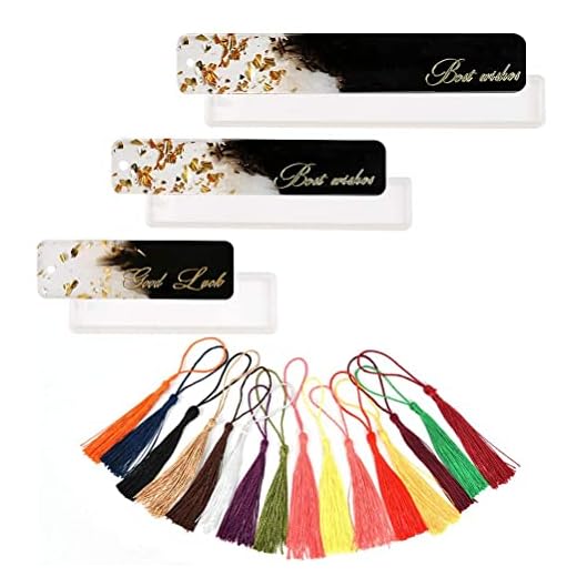 Silikon bokmärkesform – 12 st 3 storlekar DIY epoxi bokmärkesform, 16 st flerfärgat tofs och 2 st engelskt klistermärke, gör-det-själv bokmärke form epoxi harts (30 st)