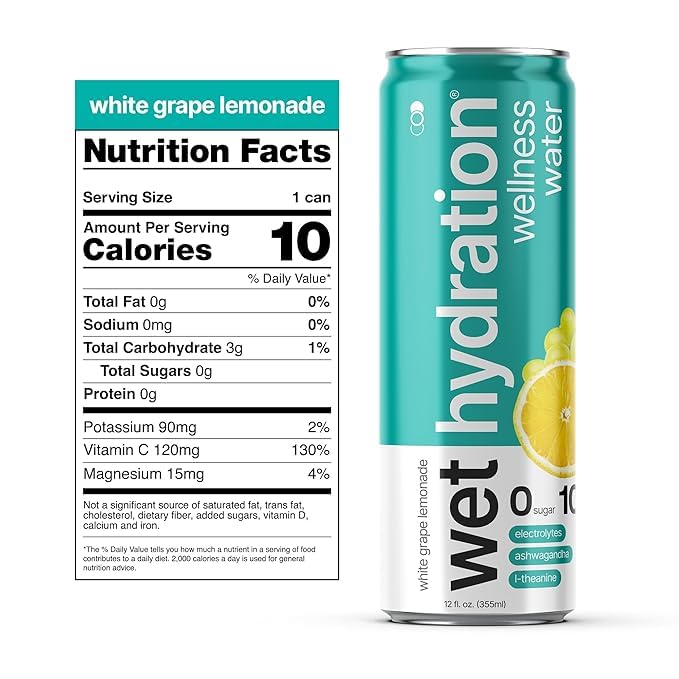 Image of Wet Hydration, Zero Calorie, Functional Wellness Water - 4 Flavors Variety Pack (12 Ounce Cans, Pack of 12) - Flavored Water, Hydration Drink, No Sugar, No Artificial Ingredients, Zero Calories (Packaging May Vary)