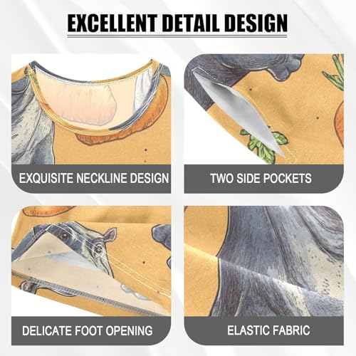 Pajama Sets Short Sleeve Hippo and Carrot Pattern Soft Cotton Summer Sleepwear 2 Piece PJS Size 5-14T3