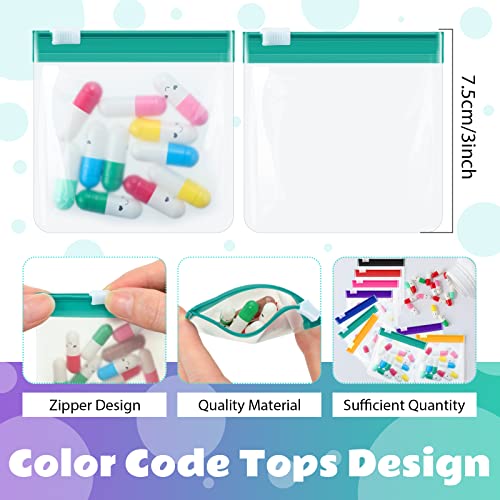 Image of Sherr 35 Pcs Pill Pouch Bags with Zipper Pill Pouch Set Travel Reusable Translucent Medicine Organizer Self Sealing Plastic Bag with Slide Lock for Storage(Classic Colors,3 x 3 Inch,Blank Style)