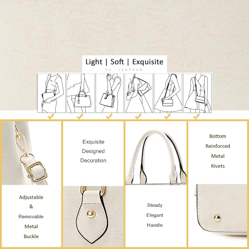 Image of CHICAROUSAL Purses and Handbags for Women Leather Crossbody Bags Women's Tote Shoulder Bag (CC Pearlescent Beige)